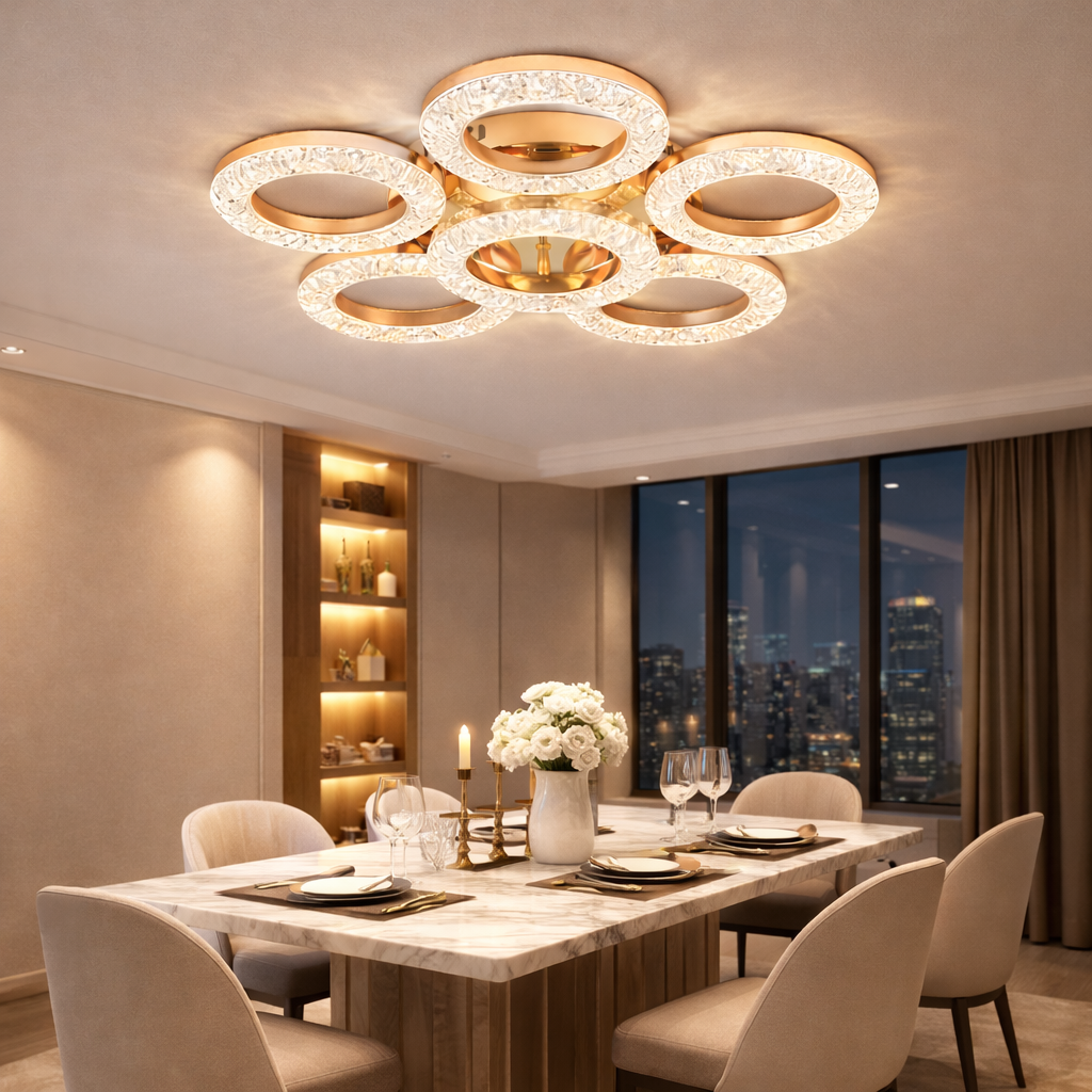 LED Crystal Ring Jhumar — 500mm (20 inch)