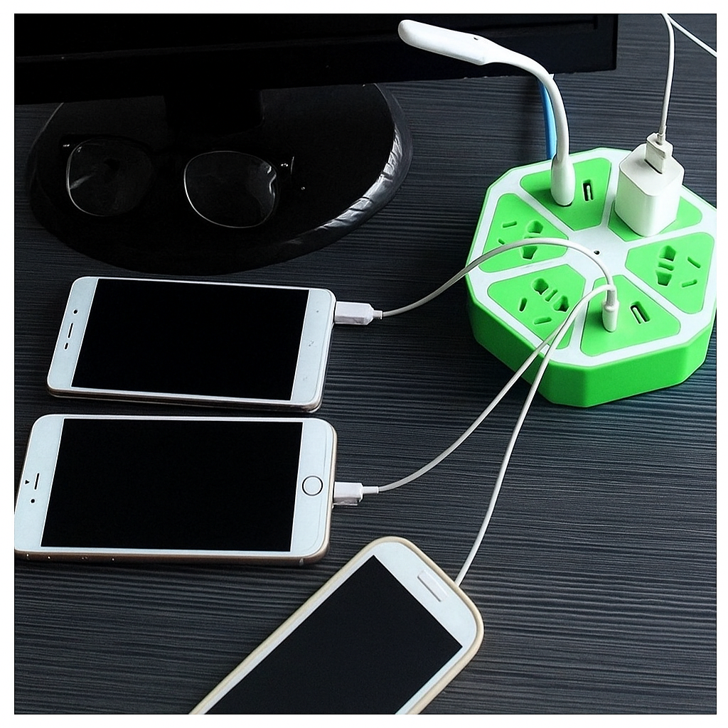 6-Port USB Socket with Cable Charging Pad Dock