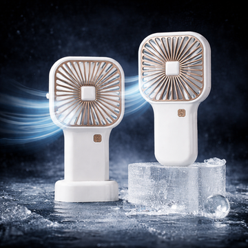 AIRZO Portable Mini Cooling Fan with Stand – 6 Speed Adjustable Rechargeable Personal Fan for Desk, Travel & Summer