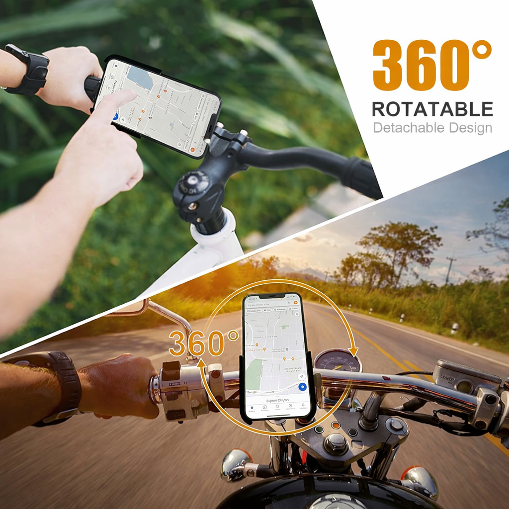 Mobile Holder With USB Charger (Handlebar Mount)