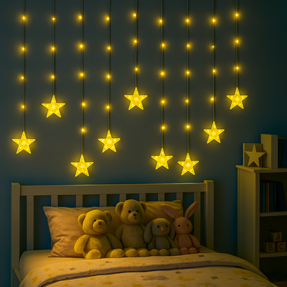 Warm White Star Curtain Lights
