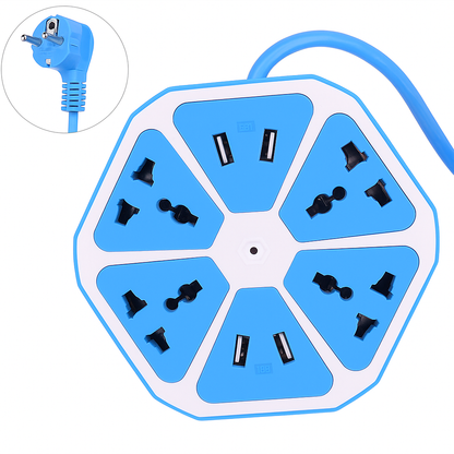 6-Port USB Socket with Cable Charging Pad Dock