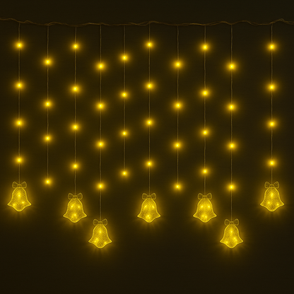Warm White Christmas Bell Curtain Lights