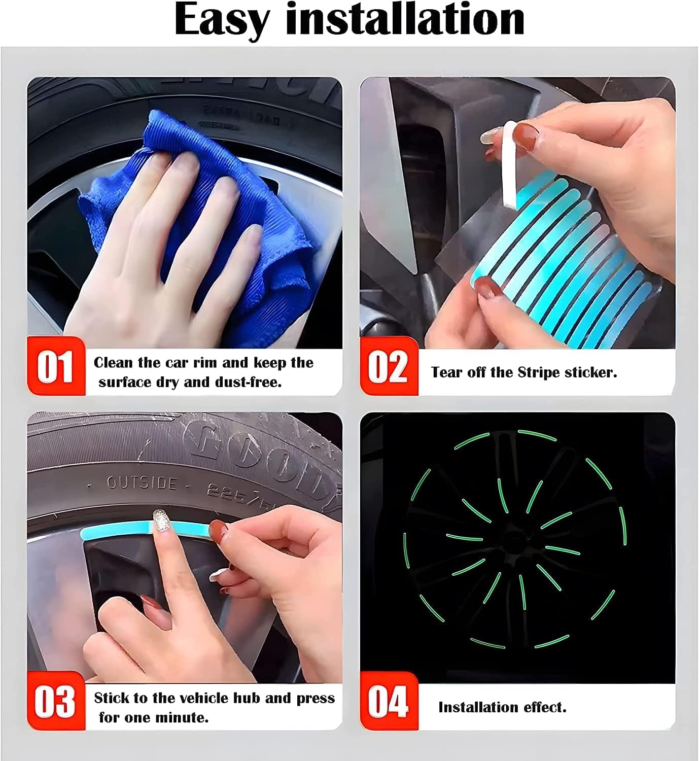 Luminous Wheel Rim Stickers 20pcs for Cars