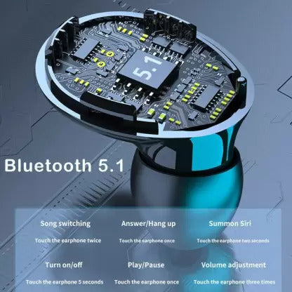 Wireless Earphone and Support Mobile Power Bank Bluetooth Headset Black True Wireless