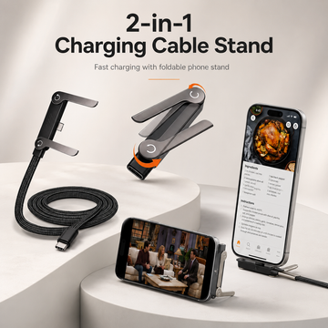 ChargeNest 240W USB-C PD Fast Charging Adapter with Foldable Adjustable Phone Stand