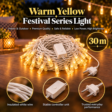 Warm Yellow Decorative Festival String Lights – 20M & 30M
