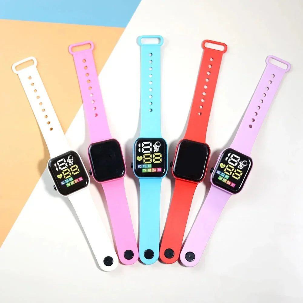 6 Colours Luminous LED Display Fashionable Children Kids Waterproof Digital Watch (Assorted Color)