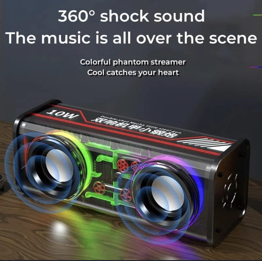 LuxBeat™ 10W – Portable Speaker with Heavy Bass & RGB Mood Lights