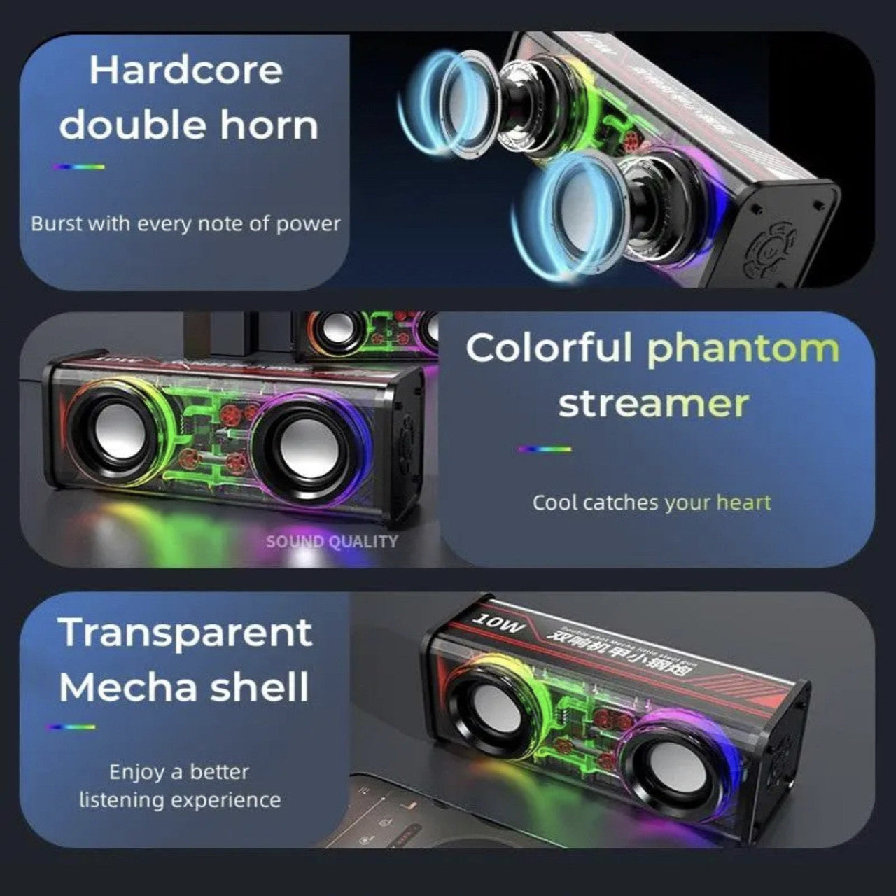 LuxBeat 10W Speaker Heavy Bass RGB Mood