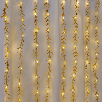 Golden Leaves 200 LED Curtain Fairy Lights | Warm White Glow | 2025 Decor Edition