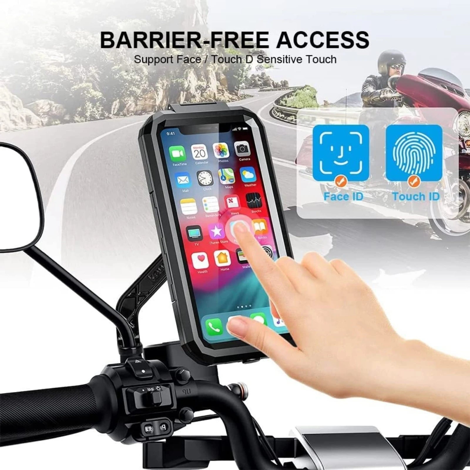 Grip Lock Pro Waterproof Phone Mount 360° Rotation GPS / Mobile Holder - For Bike / Scooter