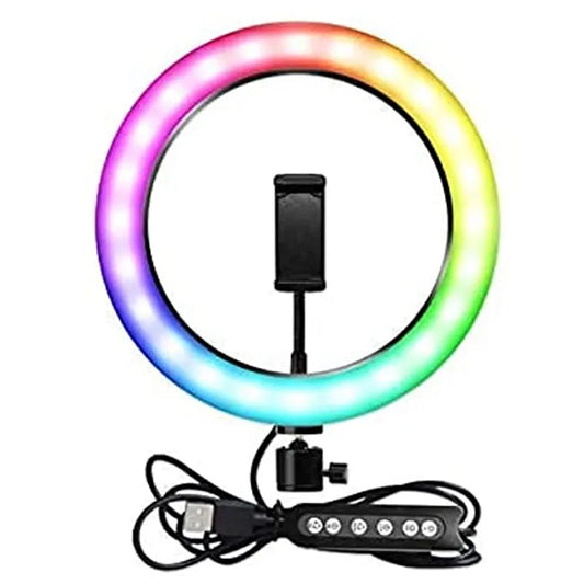 RGB Ring Light 10 inch / Rainbow Ring Light for Phone, Selfie Ring Light USB Powered for Makeup, Live Streaming and YouTube Video Shooting