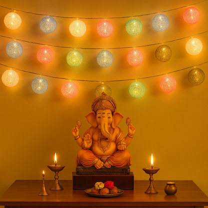 Fairy Cotton Ball Lights 10 LED Battery Powered String Light