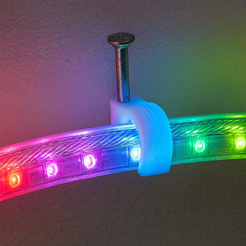 Rope Light Fixing Clips w Nails Pack