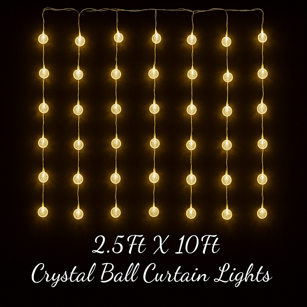 2.5ft x 10 Crystal Waterfall Jhalar Lights