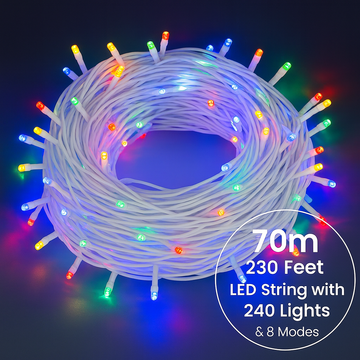 Luminous Joy – 70m LED String with 240 Lights & 8 Modes for Festive Decor