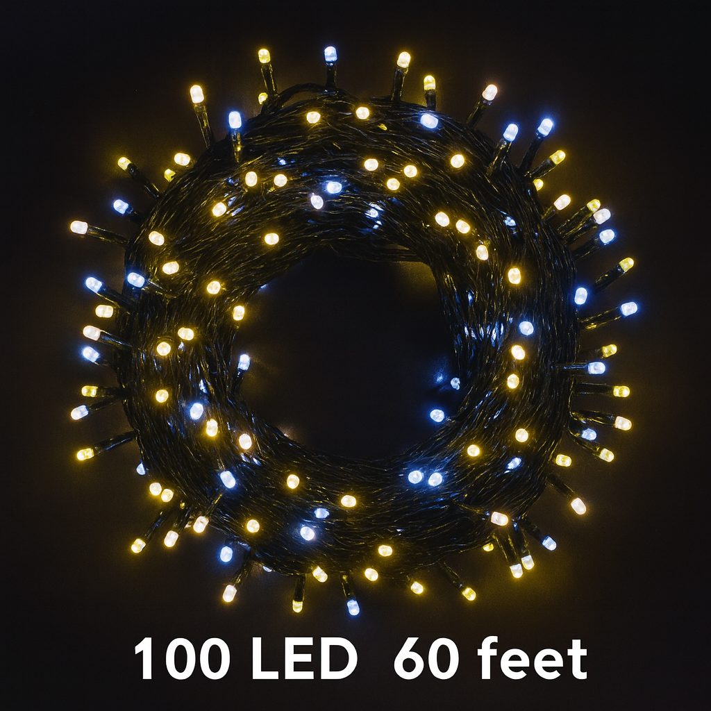 100-LED 60 Ft Warm White+White Fairy String Lights