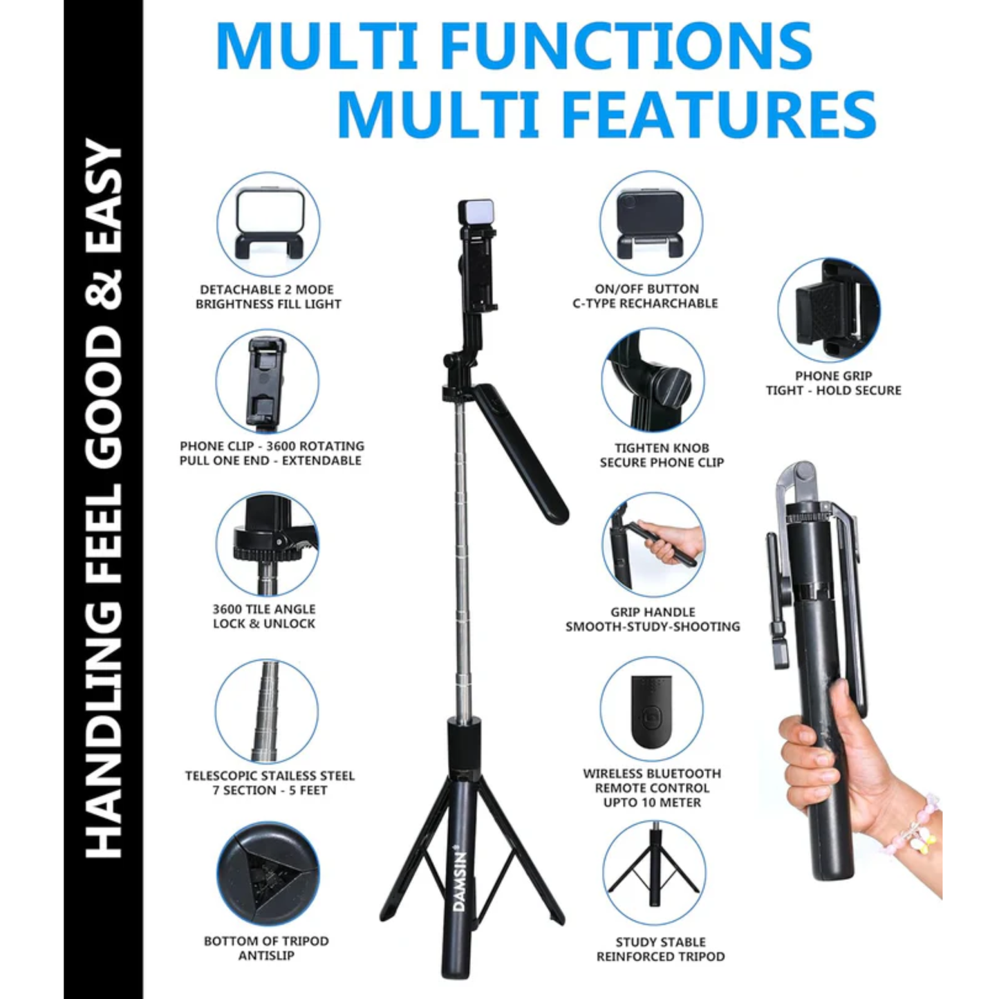 62-Inch Selfie Stick Tripod with Bluetooth Remote