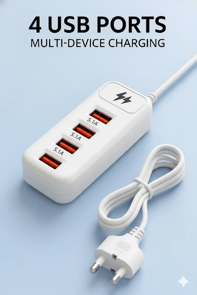 VoltRack™ 5.1A Fast Charger – 4 USB Ports Multi-Device Power Hub