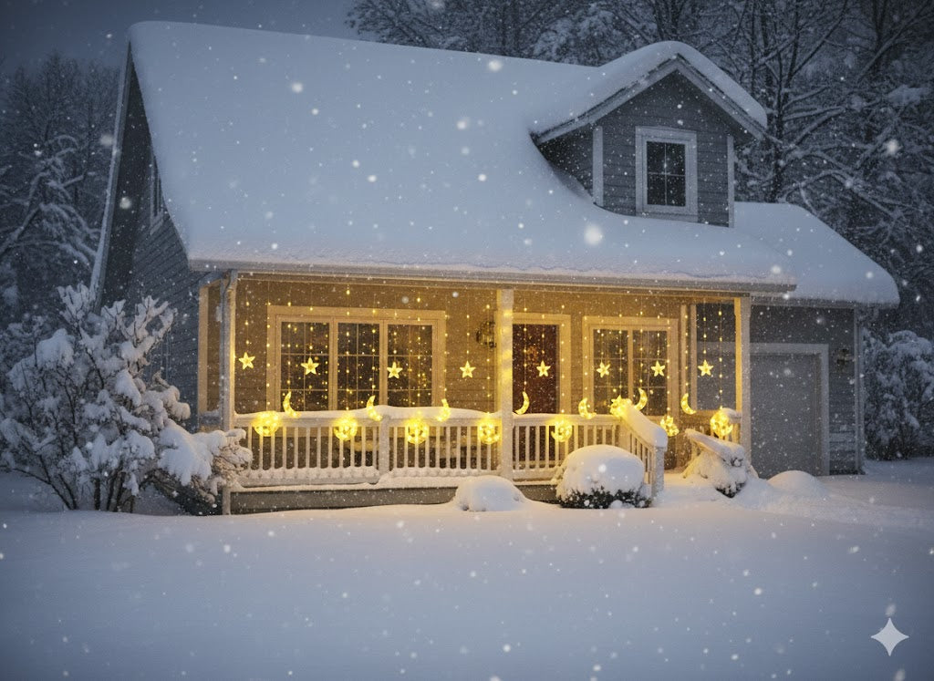 Warm White Moon-Star Curtain Light