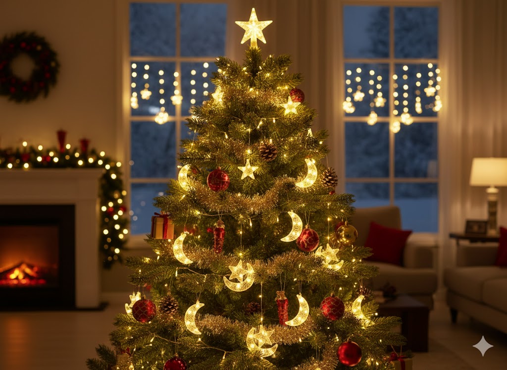 Warm White Moon-Star Curtain Light