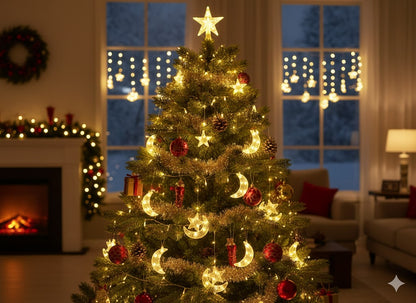 Warm White Moon-Star Curtain Light