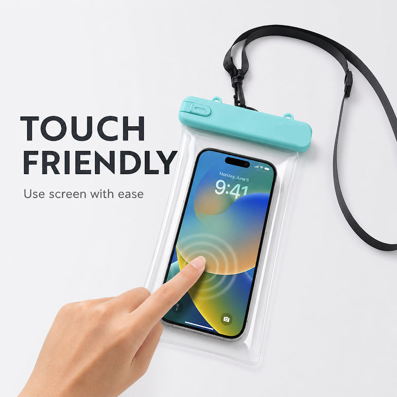 SplashLock Universal Waterproof Mobile Pouch with Adjustable Neck Strap – Clear Touch-Friendly Phone Bag